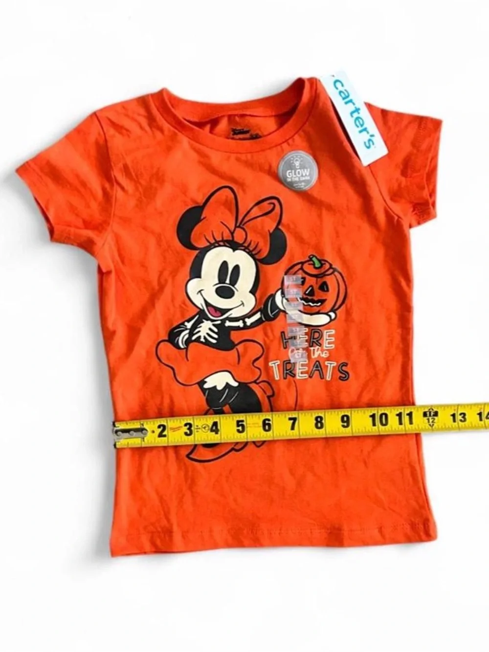 NWT Disney Junior Carter Brand Orange Minnie Mouse Halloween Glow Girls Tee 5T